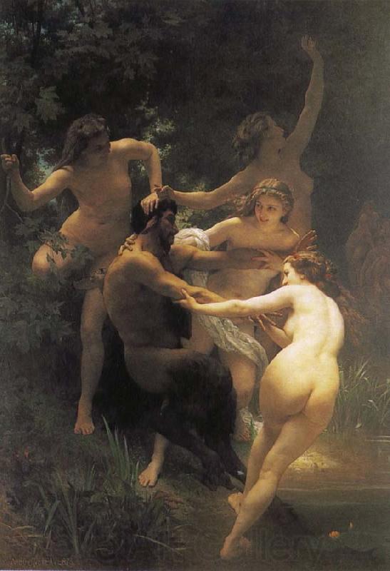 Adolphe William Bouguereau The god of the forest with their fairy France oil painting art
